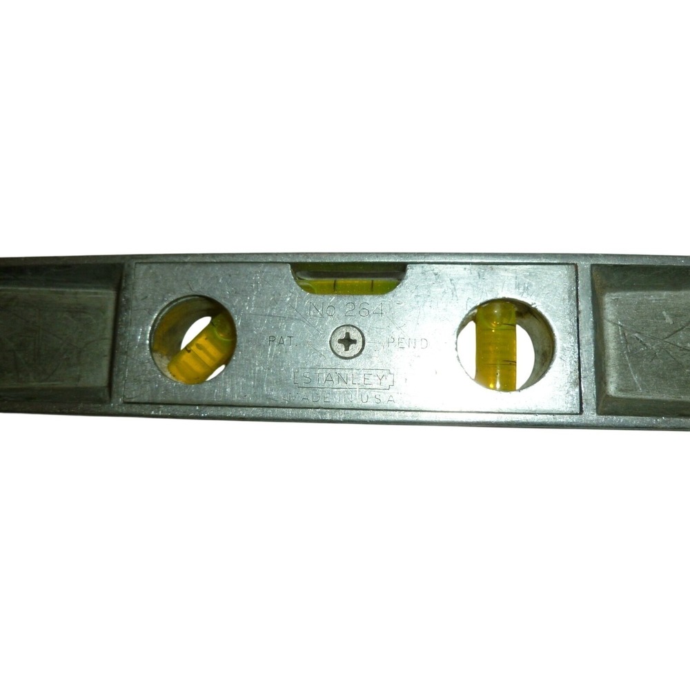 Vintage Stanley No 264 Aluminum Torpedo Level 9 Inch 3 Vial Made in USA Silver
